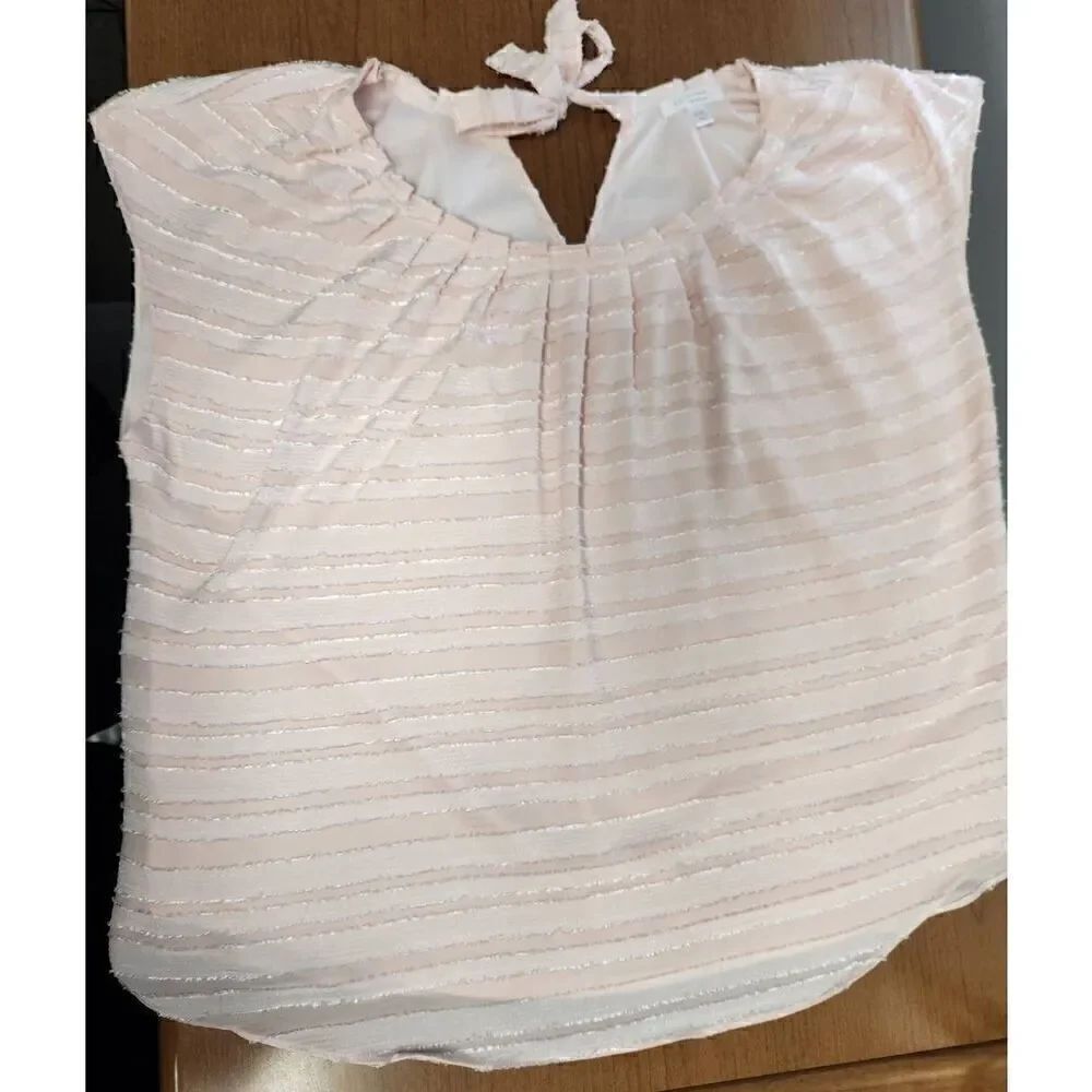 💕LC Lauren Conrad XXL Light Pink Ruffle Pleated Top Women’s Sleeveless Blouse
